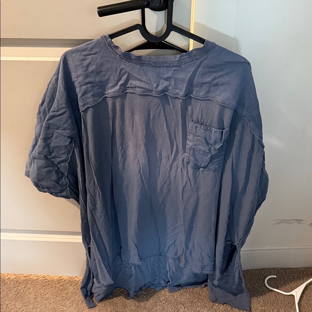 We The Free Denim Blue Casual Shirt